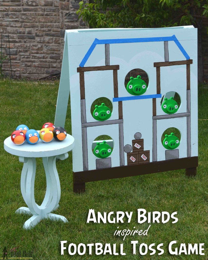 Knock out those bad piggies! Angry bird inspired football toss game, free plans and tutorial.