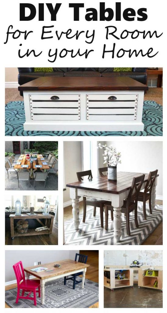 Can you believe these are all DIY?  DIY tables for every room in your home.  Building yourself is a great way to get the look you want for a fraction of the price of retail!