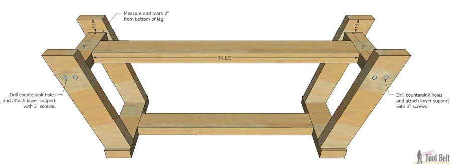 Build a cute little DIY bench for you porch or entry. Use 2x4's to build it for only about $13!!! Free plans