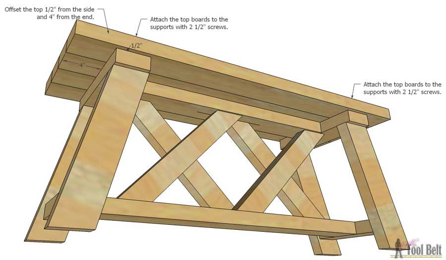 Build a cute little DIY bench for you porch or entry. Use 2x4's to build it for only about $13!!! Free plans