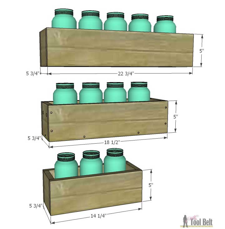 Simple box centerpiece plans with lots of variations on length and height.  Check out how to transform regular mason jars into pretty sea glass jars