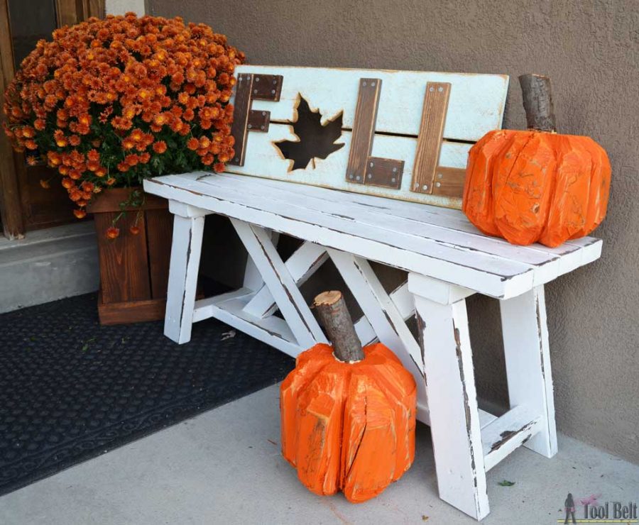 Make a simple and rustic 'Stump Pumpkin' or 'Log Pumpkin' from a wood stump. Use a chain saw to cut a simple chamfer along the top and bottom of a log for one pumpkin look. Add ribs around the stump for a more detailed rustic pumpkin. Cheap and cute Fall or Halloween craft.