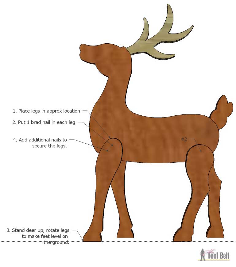 Make a cute DIY wood reindeer from a simple 1x8 board, free printable pattern.