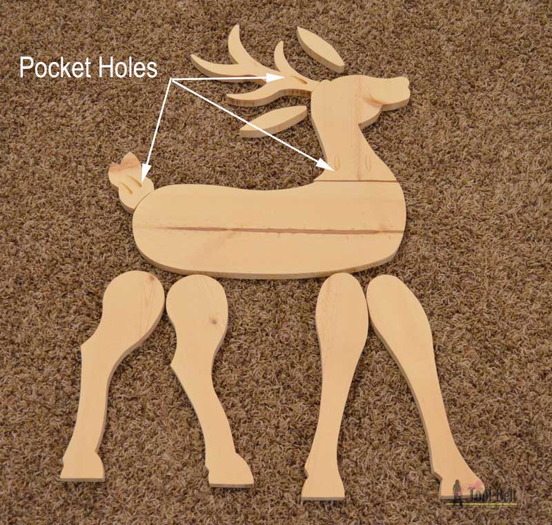Make a cute DIY wood reindeer from a simple 1x8 board, free printable pattern.