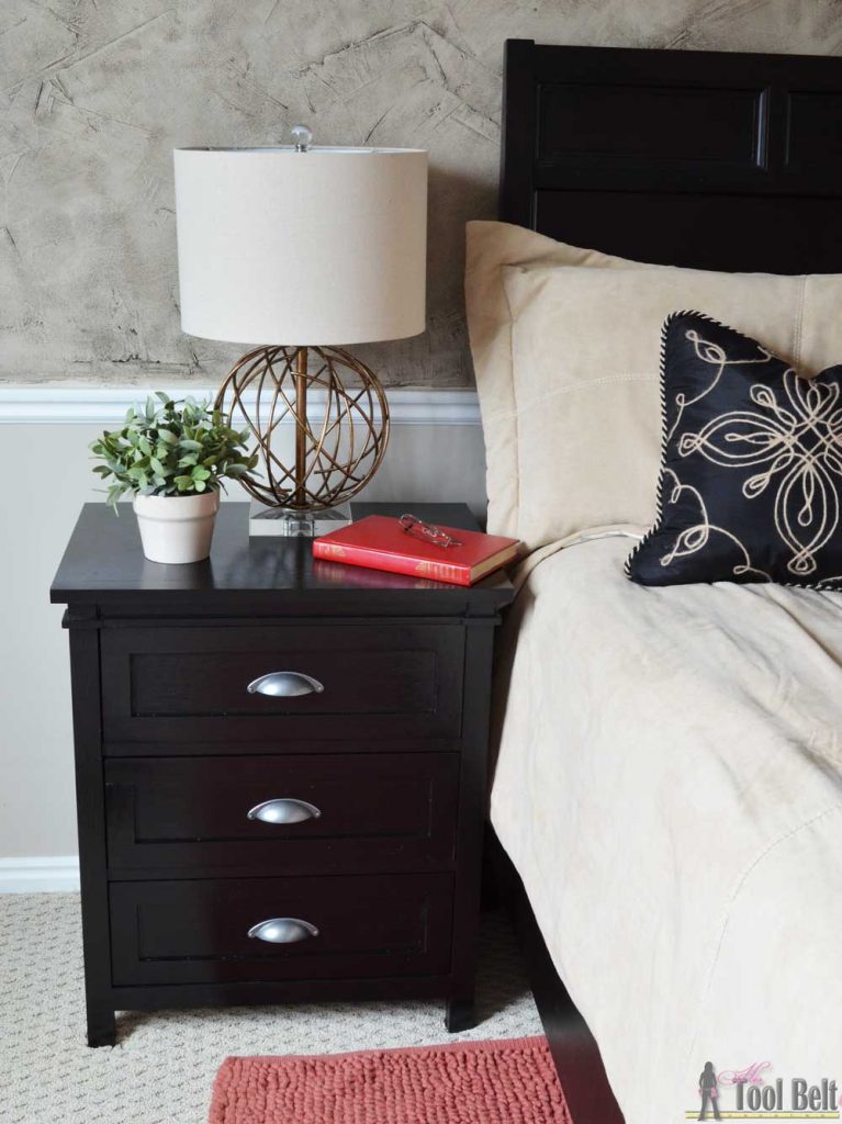 Free plans for a DIY craftsman style 3 drawer nightstand perfect for any bedroom.  This nightstand will give you plenty of storage at your bedside.