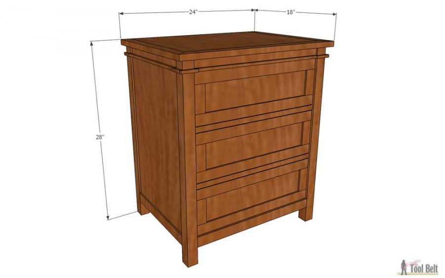 Free plans for 3 drawer nightstand at Buildsomething.com