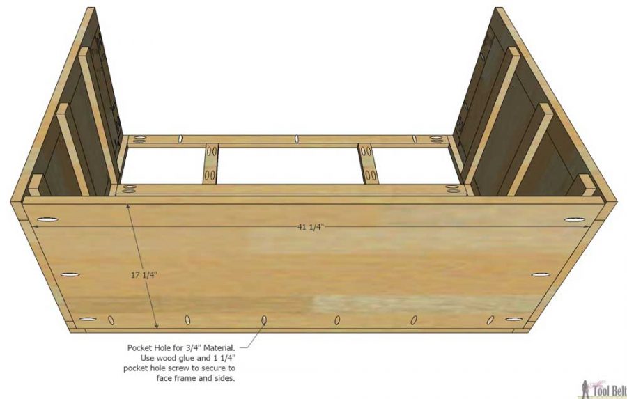  Plans gratuits pour construire une commode / table à langer à 5 tiroirs avec détail de planche à perles. 