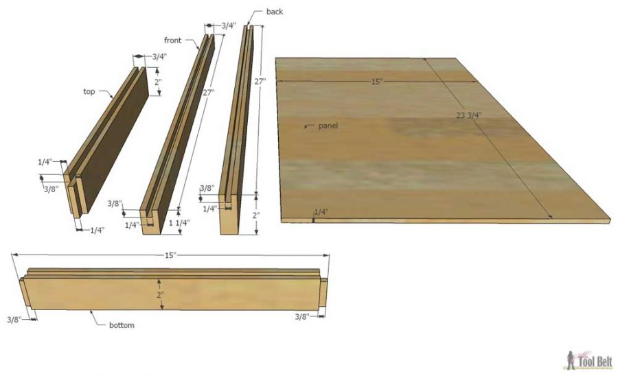 gratis plannen voor het bouwen van een doe-het-zelf-ladekast/commode met kralendetail. 