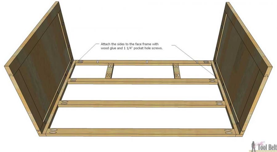  Planes gratuitos para construir una cómoda/cambiador de 5 cajones de bricolaje con detalles de tablero de cuentas. 