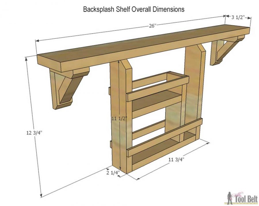 Clear the countertop clutter and have all of your essential kitchen gadgets organized and handy. Free plans and tutorial to build a DIY kitchen backsplash shelf and spice organizer.