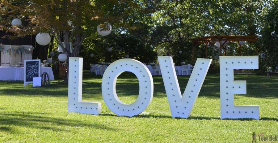 DIY LOVE marquee sign perfect for weddings.