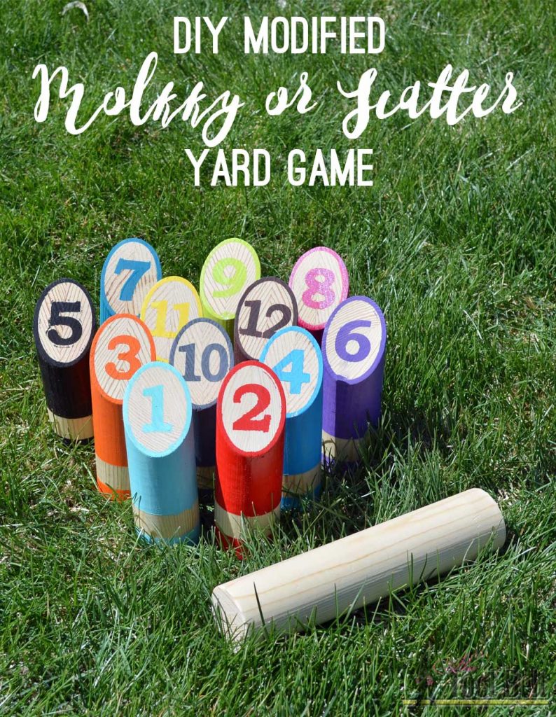 This would be so fun on the beach! DIY modified Molkky or Scattered yard game.