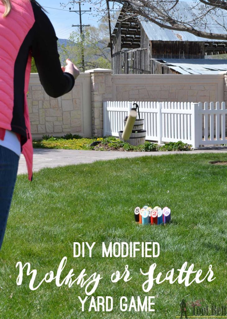 This would be so fun on the beach! DIY modified Molkky or Scattered yard game.