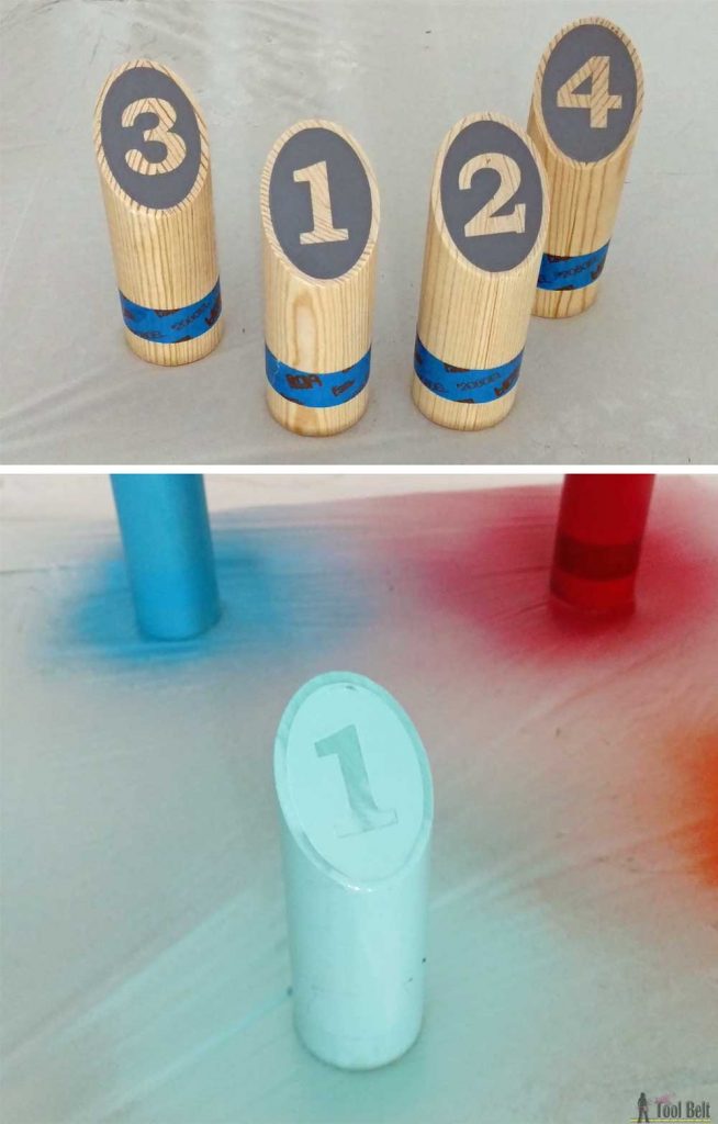 This would be so fun on the beach! DIY modified Molkky or Scattered yard game.