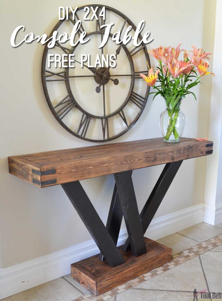 Build a rustic console table from simple 2x4 lumber. Free plans and building tutorial. 