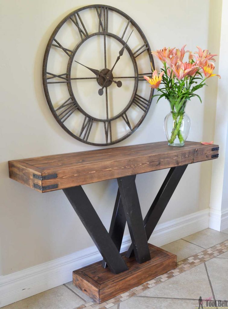 Build a rustic console table from simple 2x4 lumber. Free plans and building tutorial. 