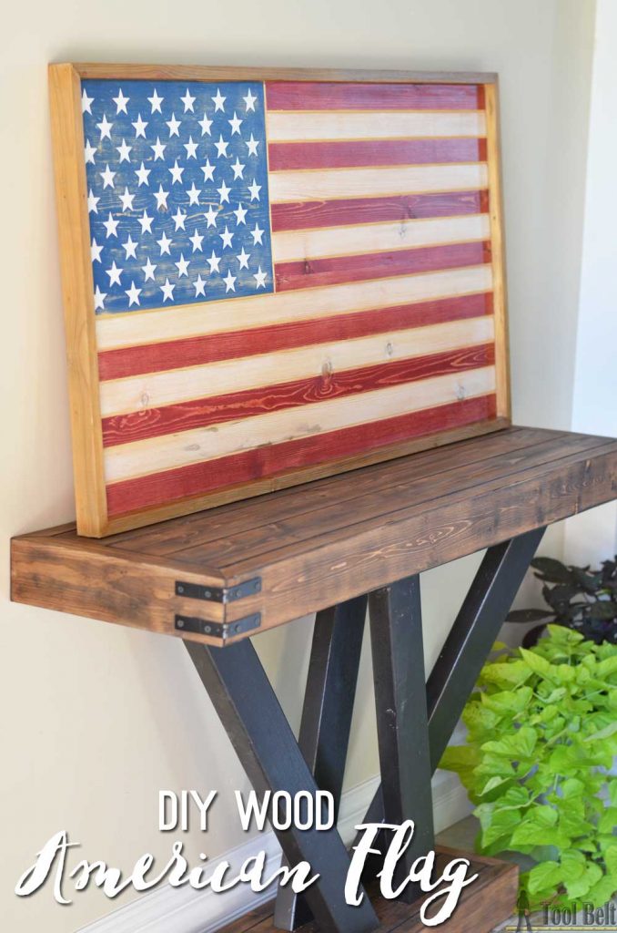 Sleek American wood flag home decor sign. Use a trim router to add the details!