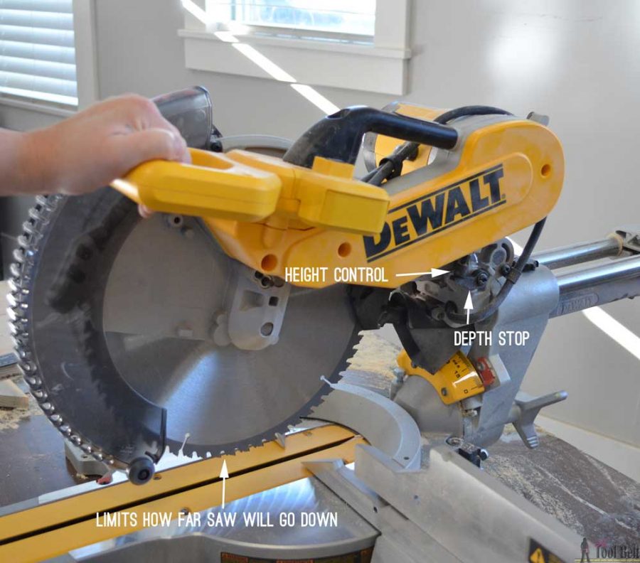 How to use a DeWALT 12" sliding compound miter saw. Depth stop capability