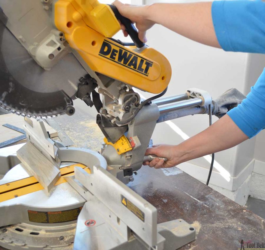 How to use a DeWALT 12" sliding compound miter saw. How to adjust the bevel angle.