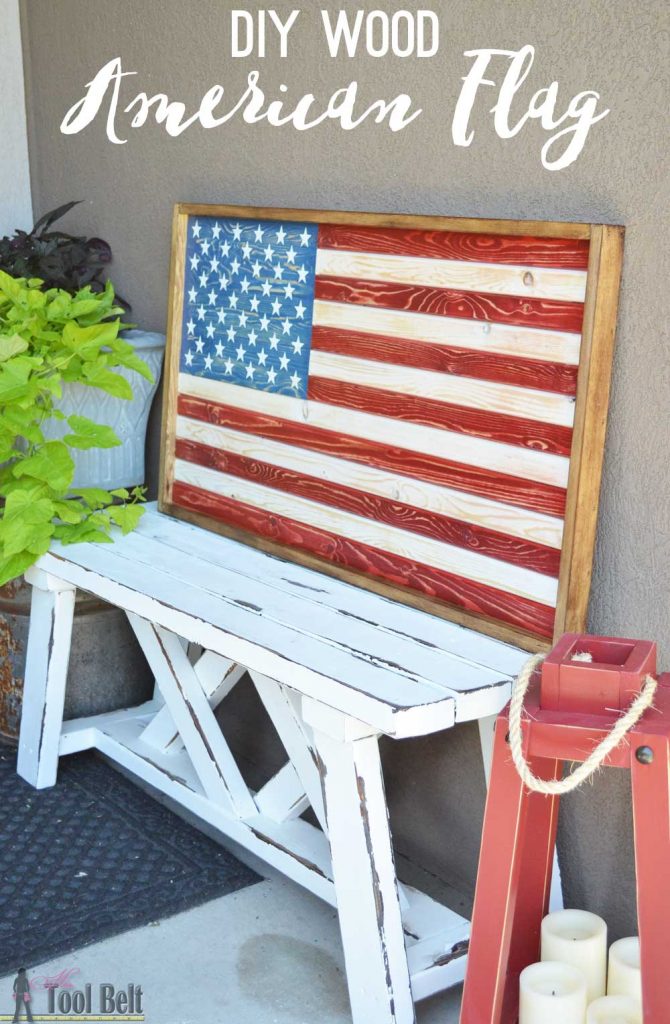 Easy patriotic rustic wood flag sign, the lumber will only cost about $9! Free plans and tutorial. 