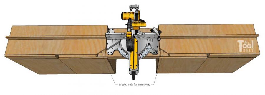 A miter saw station with all the bells and whistles. There is plenty of work space, stop blocks and loads of storage! Free building plans that can be adjusted to any miter saw.