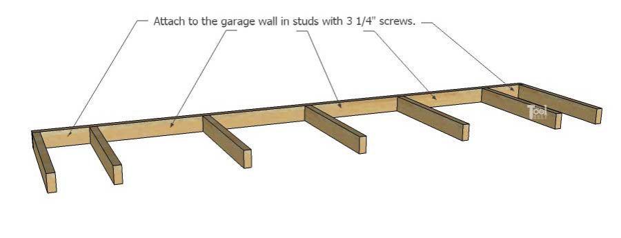 Take advantage of that empty space above your garage door. Build an overhead garage storage shelf perfect for seasonal storage items. 