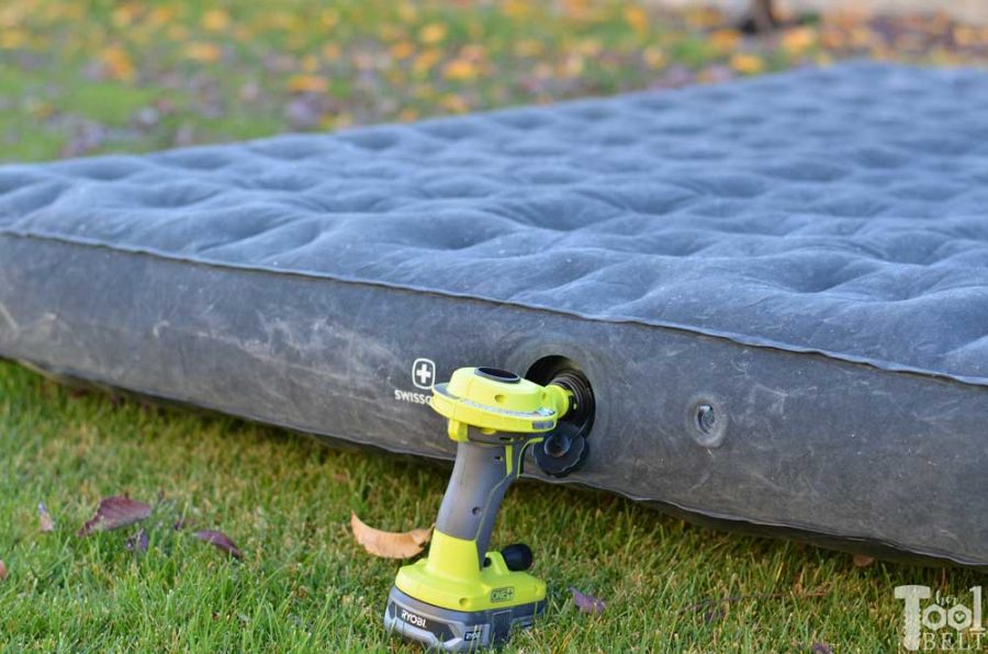 Ryobi high volume inflator tool review. Blow up air mattress - hands free.