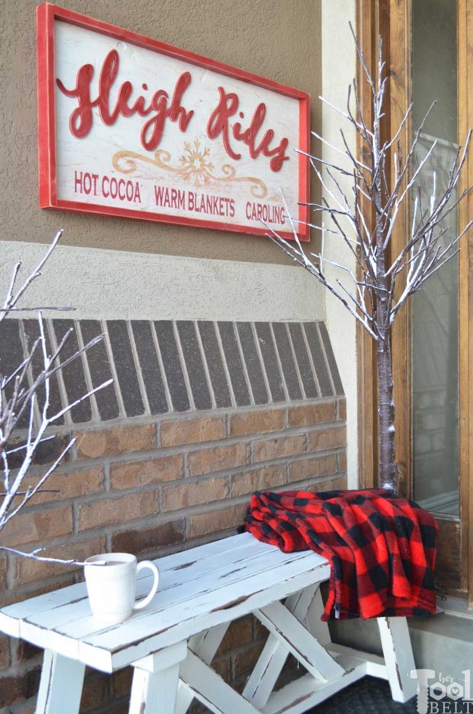 Make a festive Christmas or Winter Sleigh Rides wood sign, perfect for the porch. Free plans and pattern.