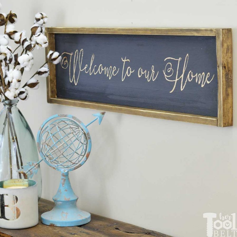 How to make an entryway welcome farmhouse sign, tutorial and printable pattern.