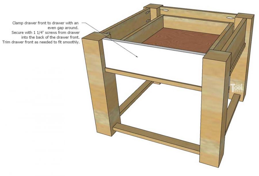 DIY farmhouse side table tutorial and free plans with optional drawer and zinc table top.