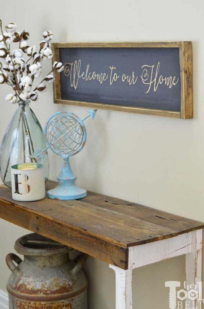 How to make an entryway welcome farmhouse sign, tutorial and printable pattern.