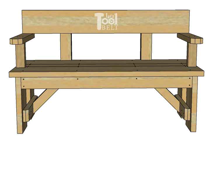 DIY Wood Bench with Back Plans - Her Tool Belt DIY Wood Bench with Back Plans - Her Tool Belt