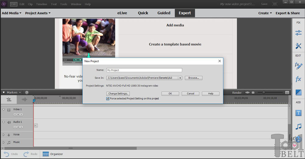 adobe premiere elements 13 move accross screen