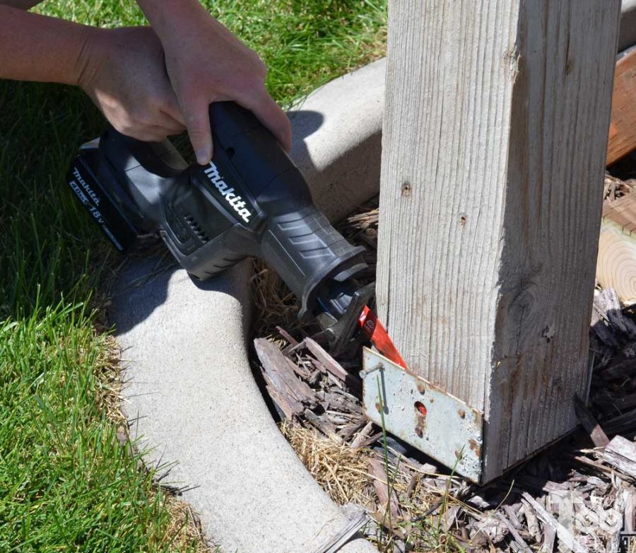 Fixing the sagging deck, removing old post that is too short.