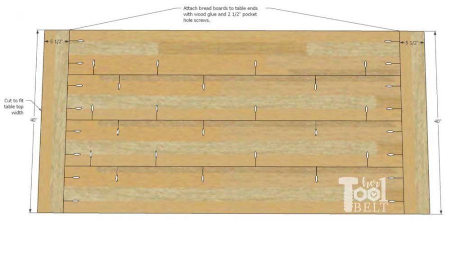 Super Chunky X Table free plans - add bread boards