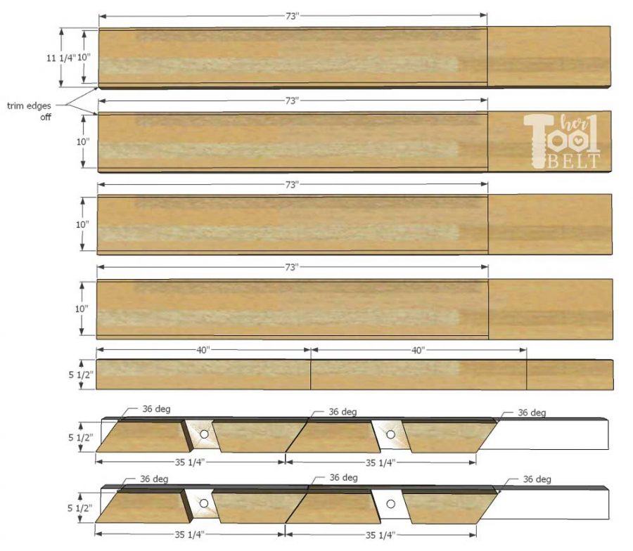 Super Chunky X Table free plans - cut diagram