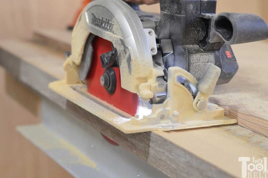 Super Chunky X Table free plans - circular saw to trim edges.