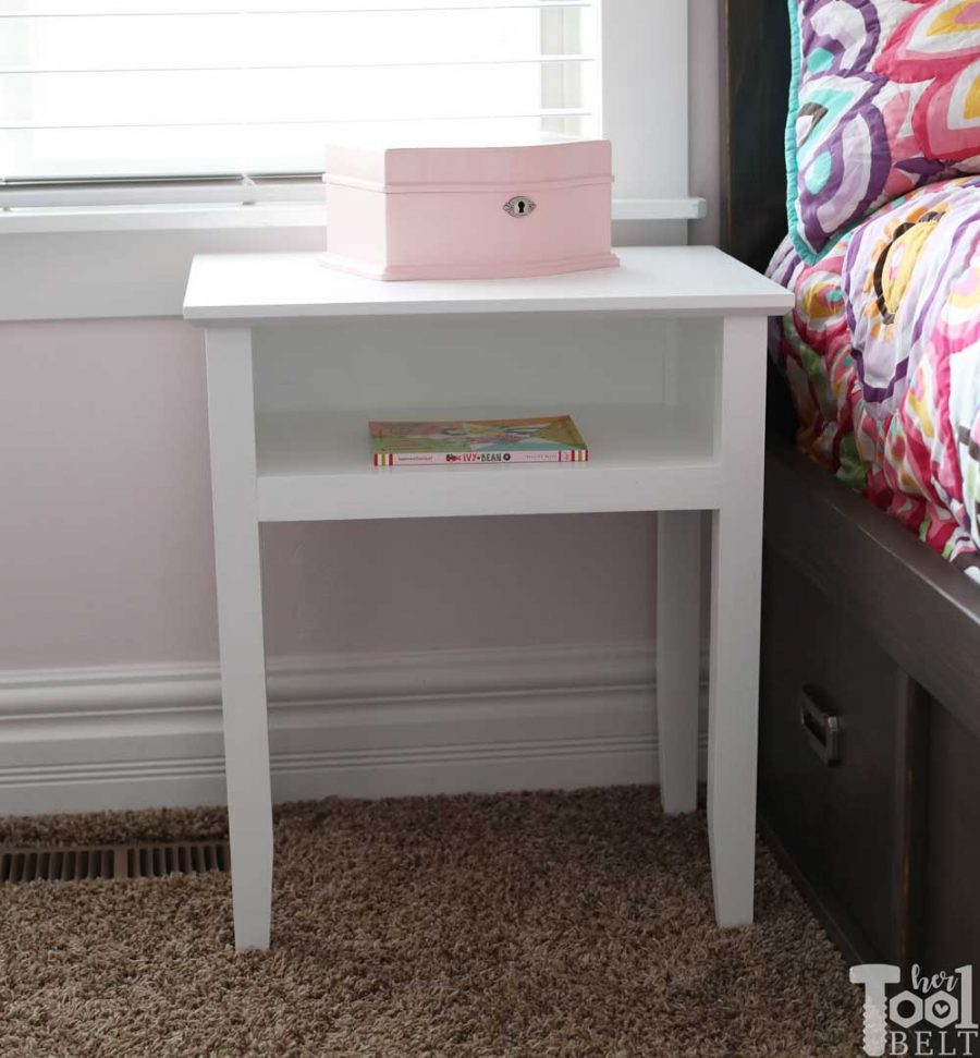The Ashley nightstand is a simple nightstand with an enclosed shelf. Build this nightstand for about $15 in lumber...or it's perfect to use up scrap wood. Free plans on hertoolbelt.com