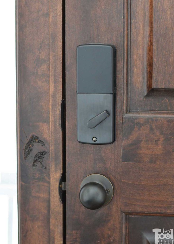 Getting ready for holiday visitors by refreshing the front door and installing a cool touch pad keyless entry lock. See 12 gorgeous door updates with the 12 doors of December @DelaneyHardware #DelaneyHardware #12DoorsofDecember