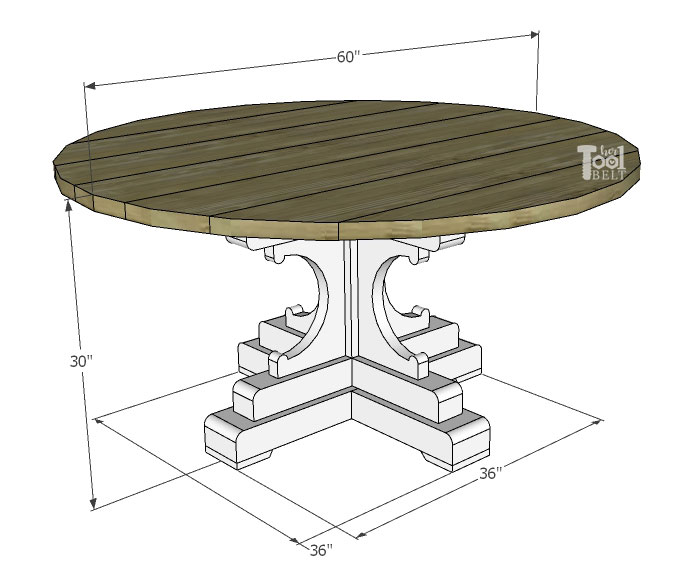 Diy 60 Inch Round Pedestal Table, Round Table Dimensions