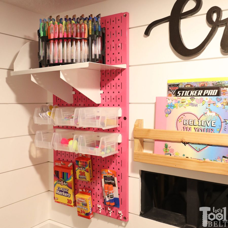 This Mom built a basement playhouse for her kids. It's really a toy room shaped like a modern farmhouse tiny house...come take a tour.