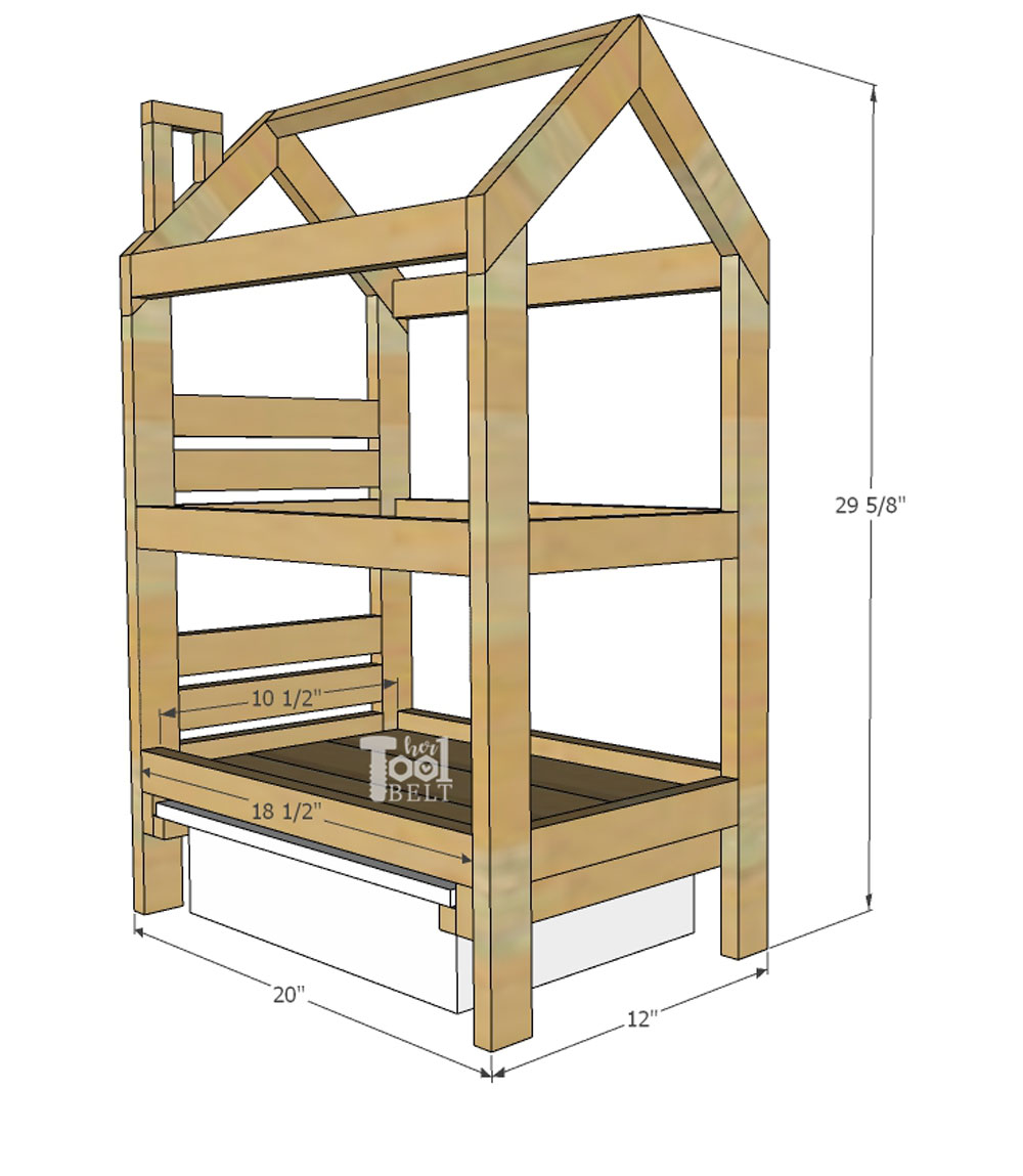 House Frame Doll Bunk Bed Plans Her, How To Build A Dollhouse Bunk Bed