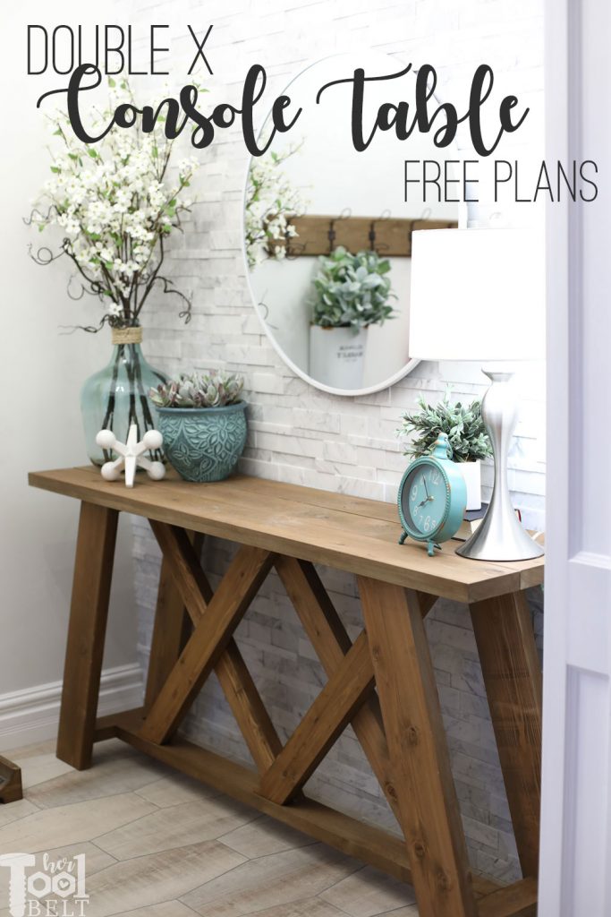 Free plans to build a Double X Console Table. Lumber for this table is about $38!