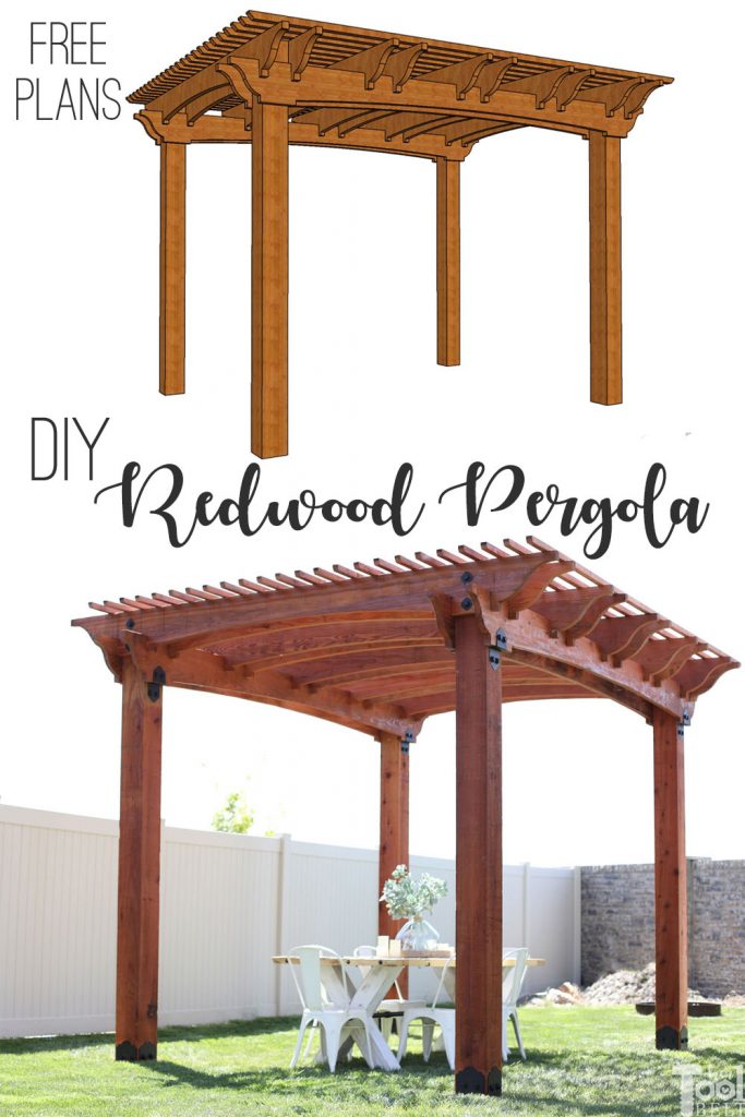 Perfect way to create shade and an outdoor entertaining space. Build a redwood pergola with these free plans and pattern.