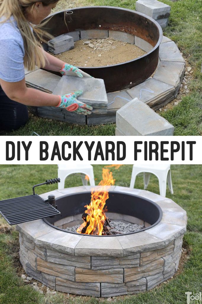 How to build a DIY backyard firepit with wall blocks from Home Depot. This is a 36" inside diameter firepit.