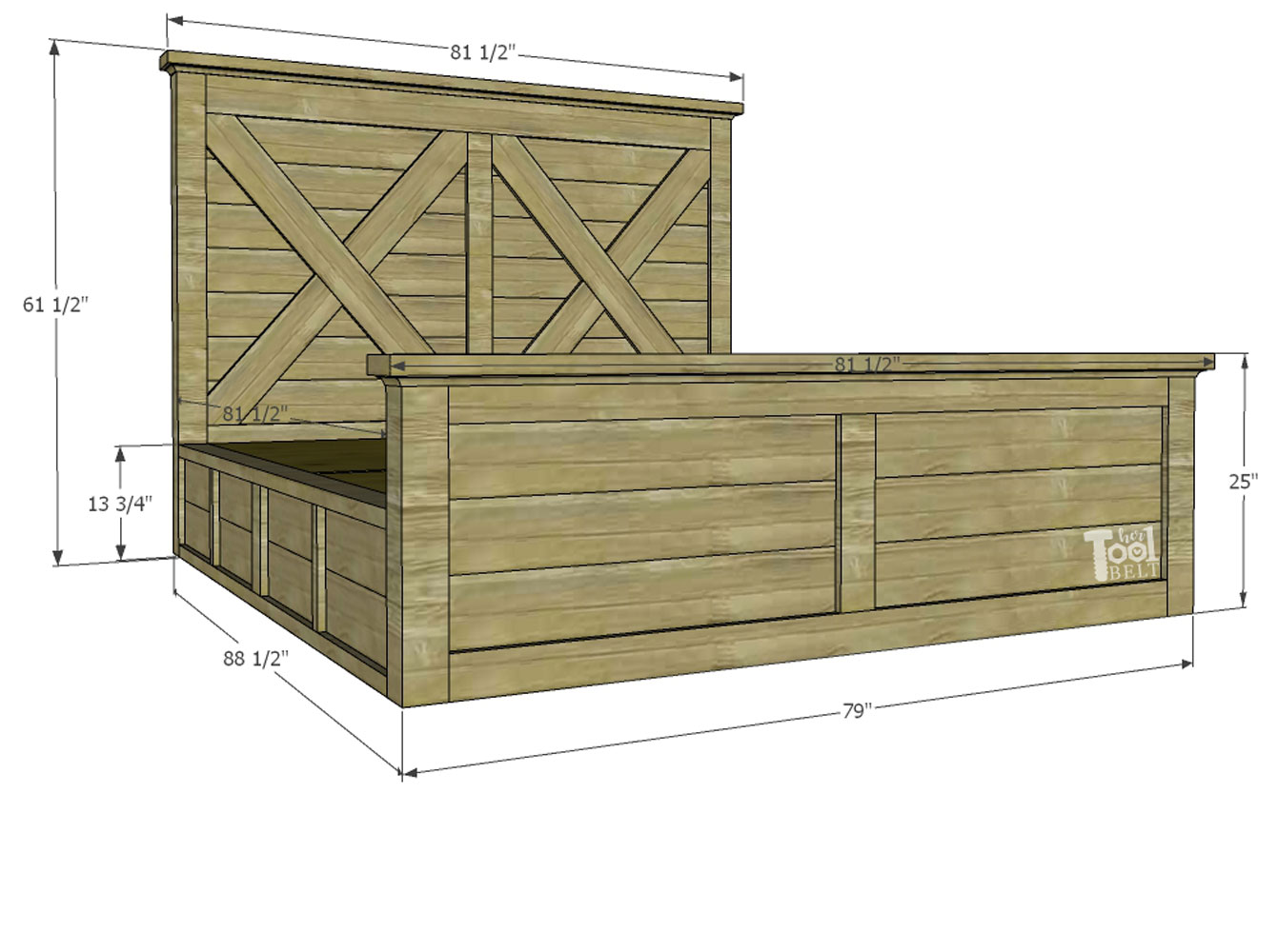 King X Barn Door Farmhouse Bed Plans - Her Tool Belt