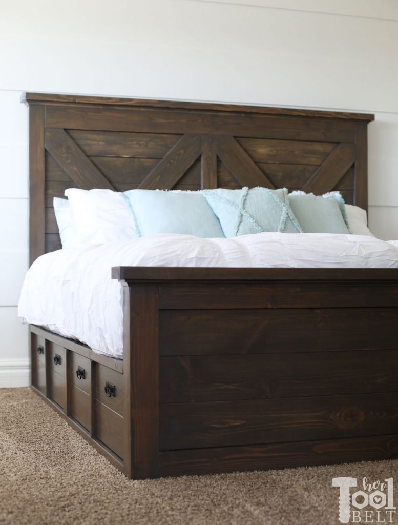 king x barn door farmhouse bed plans - her tool belt