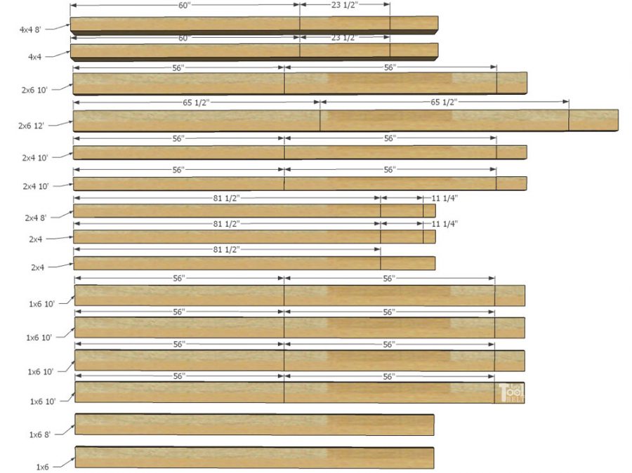 Building plans for a X barn door farmhouse style bed in queen size. 