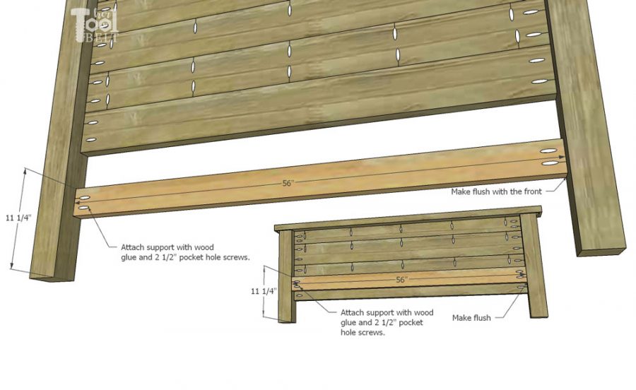 Building plans for a X barn door farmhouse style bed in queen size. 