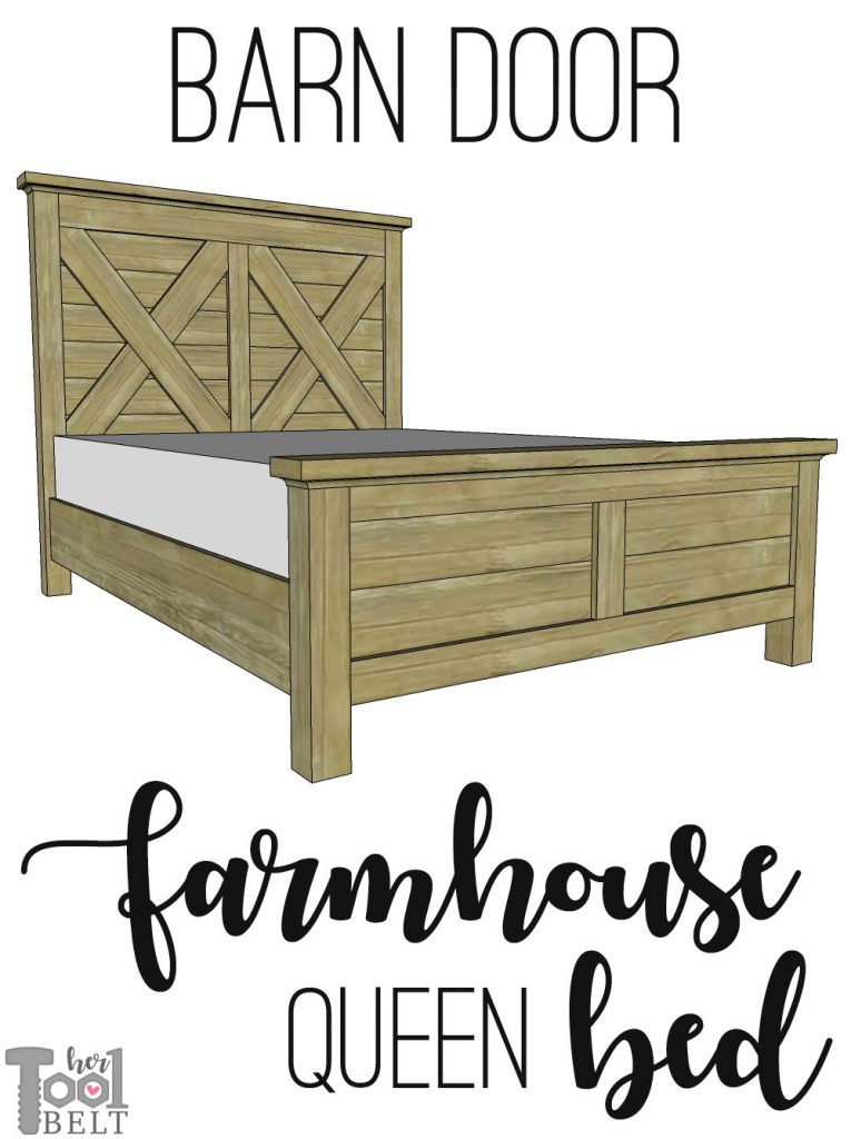 Building plans for a X barn door farmhouse style bed in queen size. 